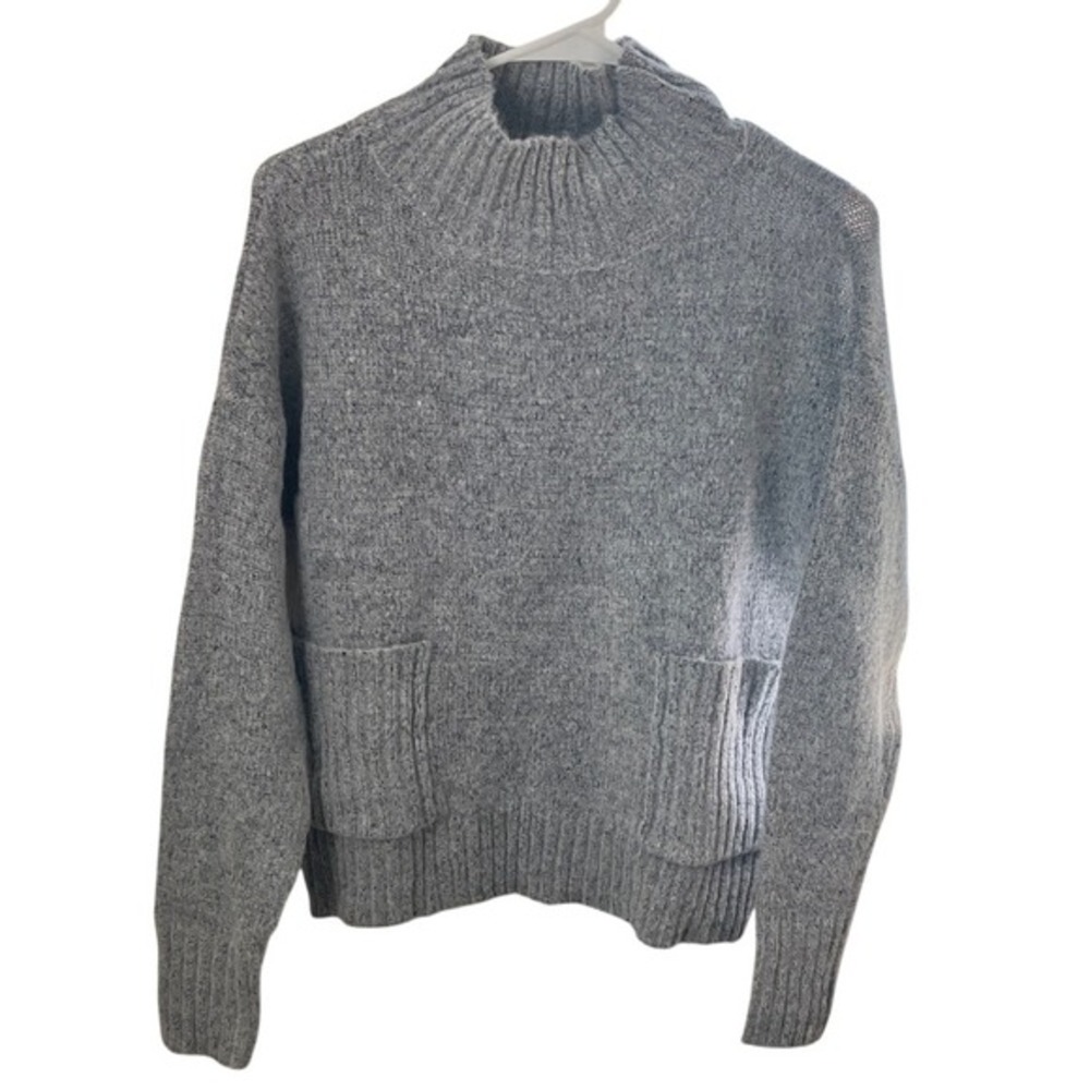 Love by Design Gray Marled Mock Neck‎ Pocket Sweater NEW Small